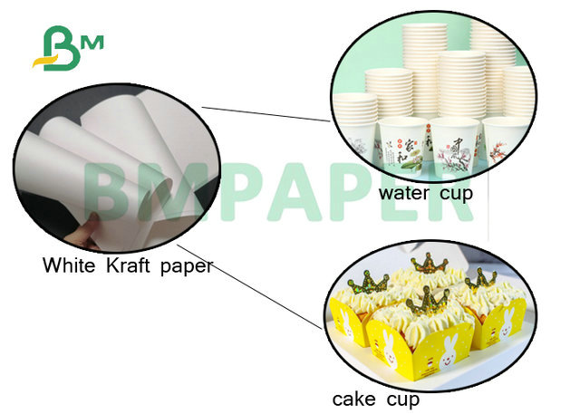 24 x 35inch Recycled Food Grade White Kraft Paper Roll For Air Paper Cup 120gsm 140gsm 