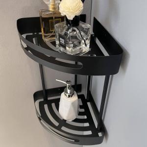 China Wall Mounted SS304 Bathroom Storage Shelves Double Layer Corner Racks wholesale