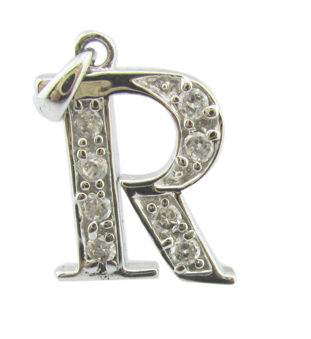 925 Sterling Silver Cubic Zirconia Alphabet Pendant Necklace with Abalone Shell customized silver jewelry zircon stones
