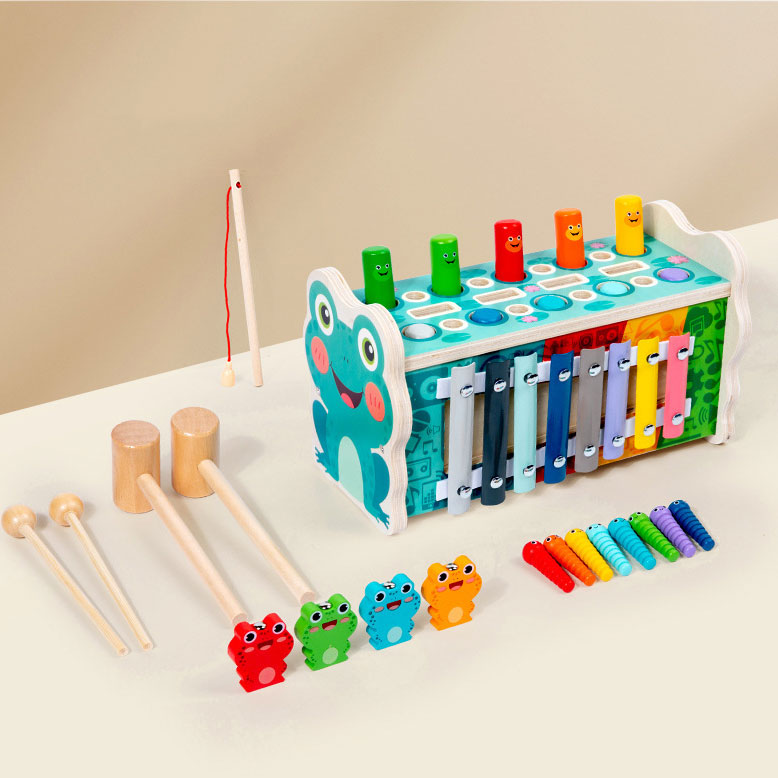 Unisex Hammering Frog Puzzle Toy Children's Early Education Building Blocks Included
