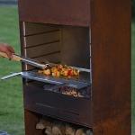 Outdoor Wood Burning Rectangular Column Corten Steel Fireplace Cooking Stove
