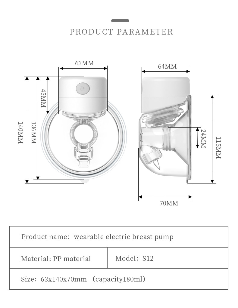 Food Grade PP Silicone Medical Breast Pump Wireless Breast Pump For Nursing Mothers