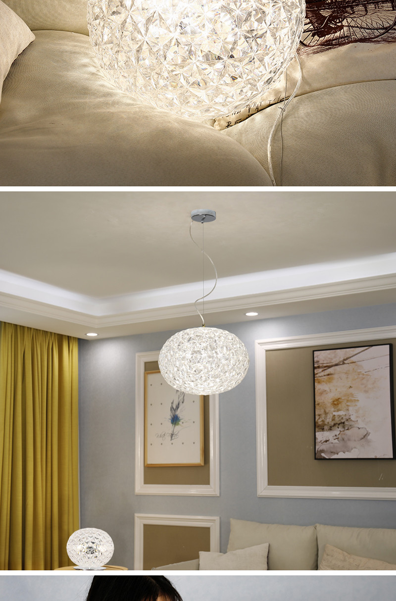 Post Modern Living room Acrylic Oval Ball Chandelier Bedroom Planet Suspension Lamp(WH-MI-385)