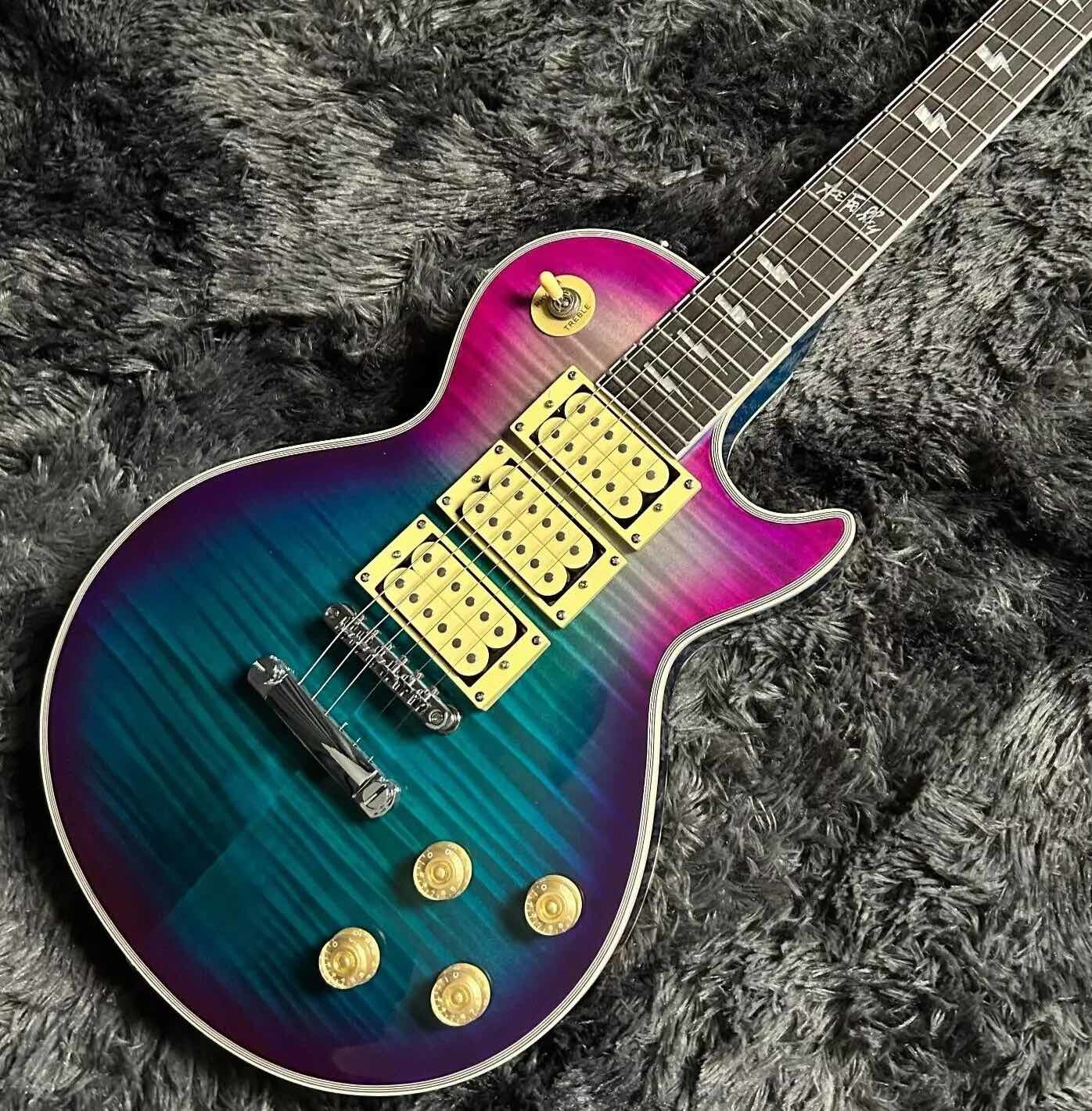 Custom GB Style Flamed Maple Top Ace Frehley Electric Guitar Mahogany Body Rosewood Fretboard 6 Strings