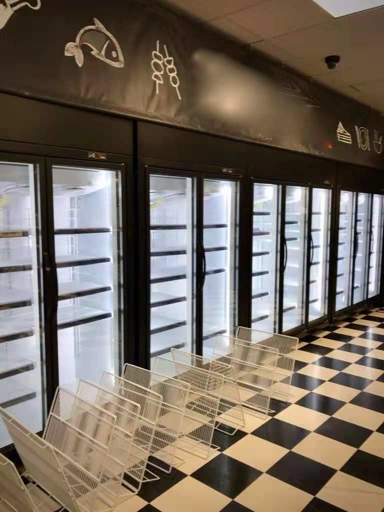 Commercial -18C Self - Contained Upright Display Glass Door Freezer For Frozen Food