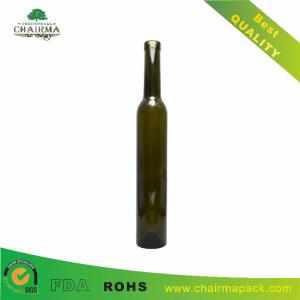 China 375ml Flask Empty Dark Green Ice Wine Glass Bottles wholesale
