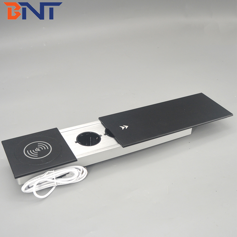 With wireless phone charger desktop EURO power sliding socket for office table