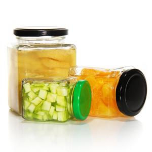 China Empty Freezing Glass Jars Pantry Containers 50ml Clear Square wholesale