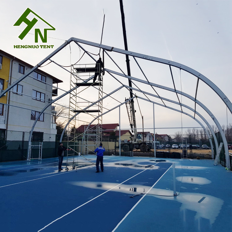 TFS Style Aluminum Frame PVC Opaque Fabric Curved Canopy Tennis Court Tent