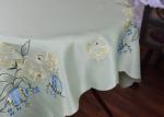 Chemical Fiber Light Green Table Cloth , Embroidered Square Table Cloths