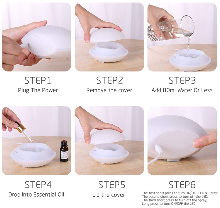 80ml Shell Design Travel Size Aroma Diffuser Humidifier