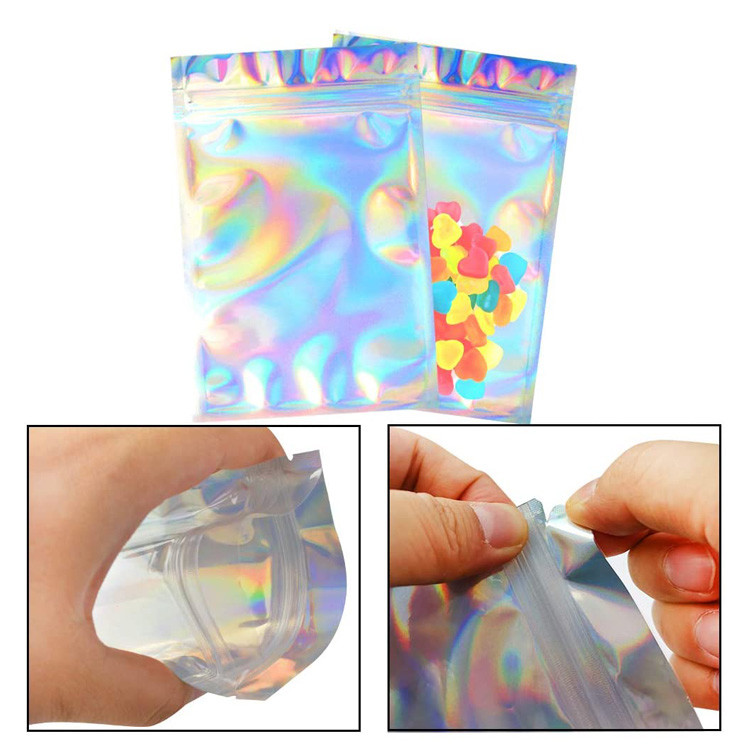 Holographic Iridescent Aluminum Foil Packaging Bags for Eyeshadow Cosmetic