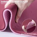 Purplish Red Sport Yoga Mat Extra Thick 10mm TPE Wear Resistance