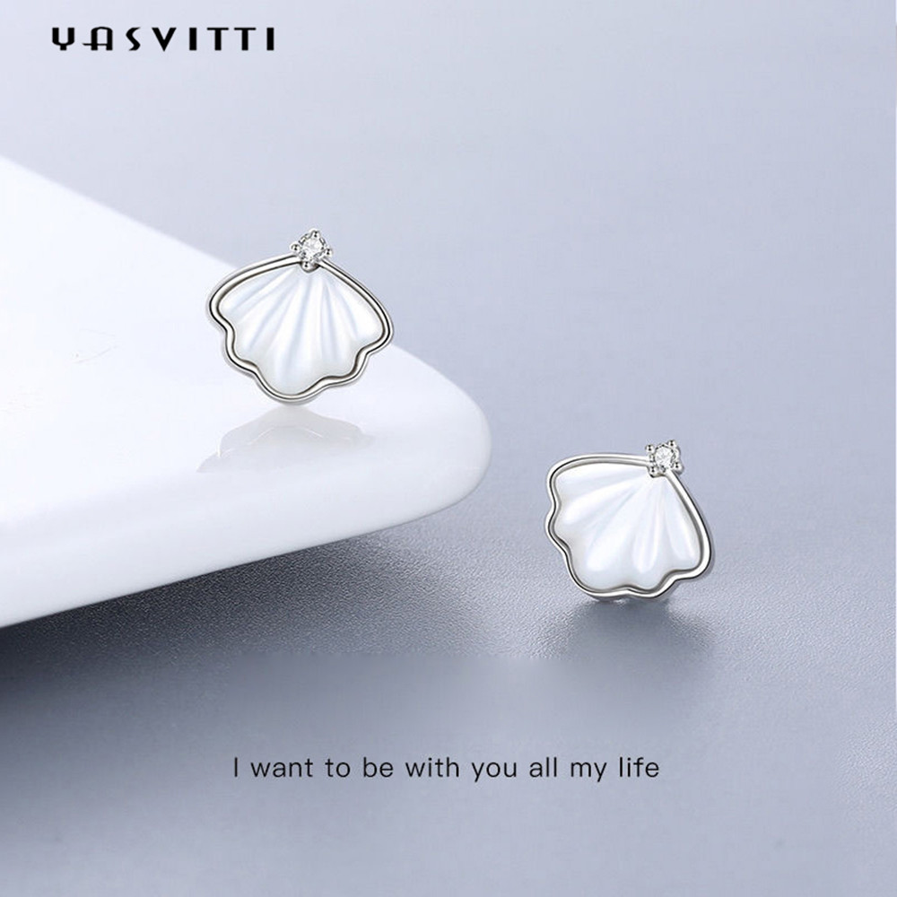 0.25oz 0.07cm Sterling Silver Earrings 14K Gold Plated Silver Shell Earrings