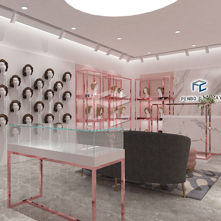 ODM Interior Designed Modern Wig Display Case 8mm Tempered Glass