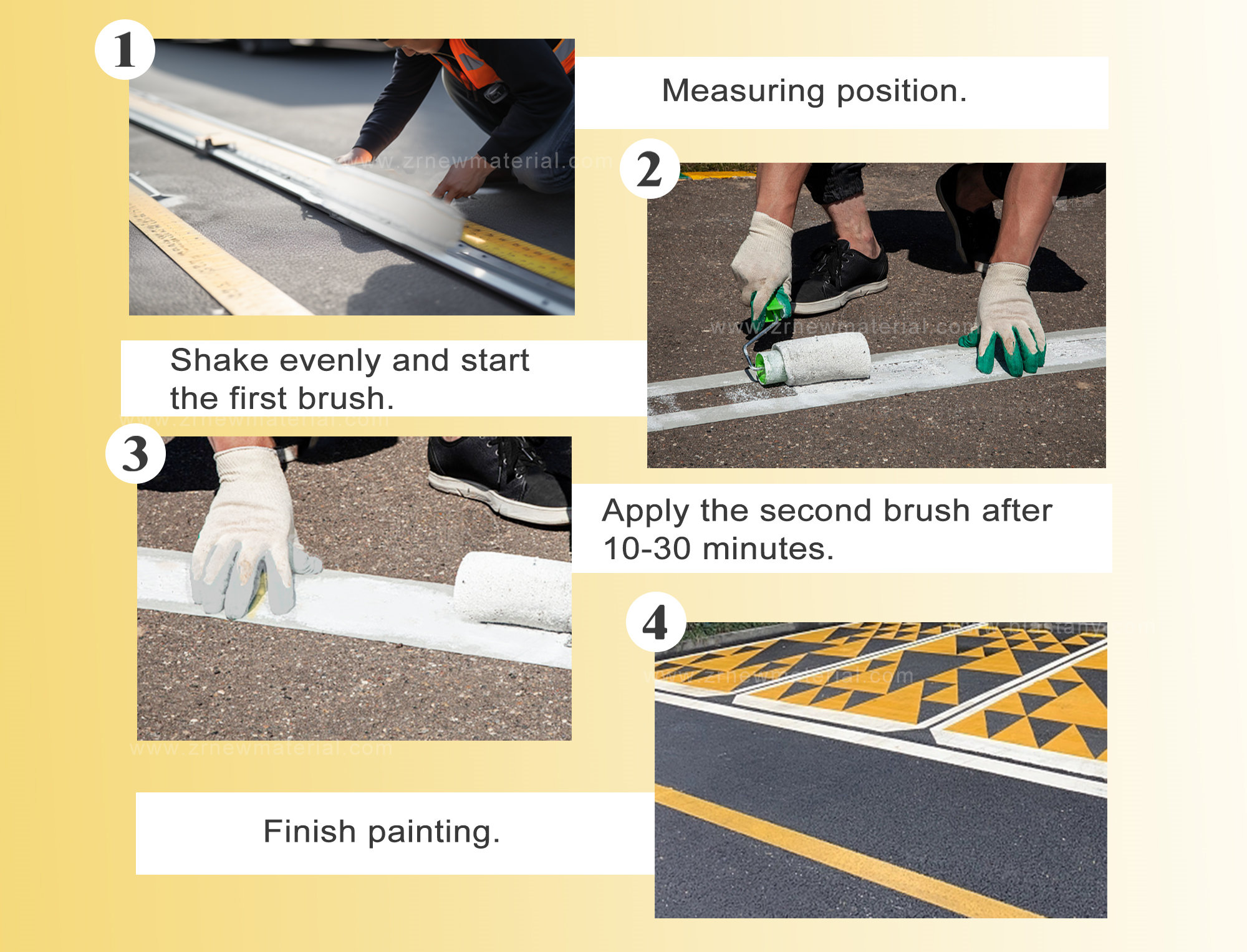 Crack Resistant Reflective Thermoplastic Paint Yellow Highway Paint No Wrinkles