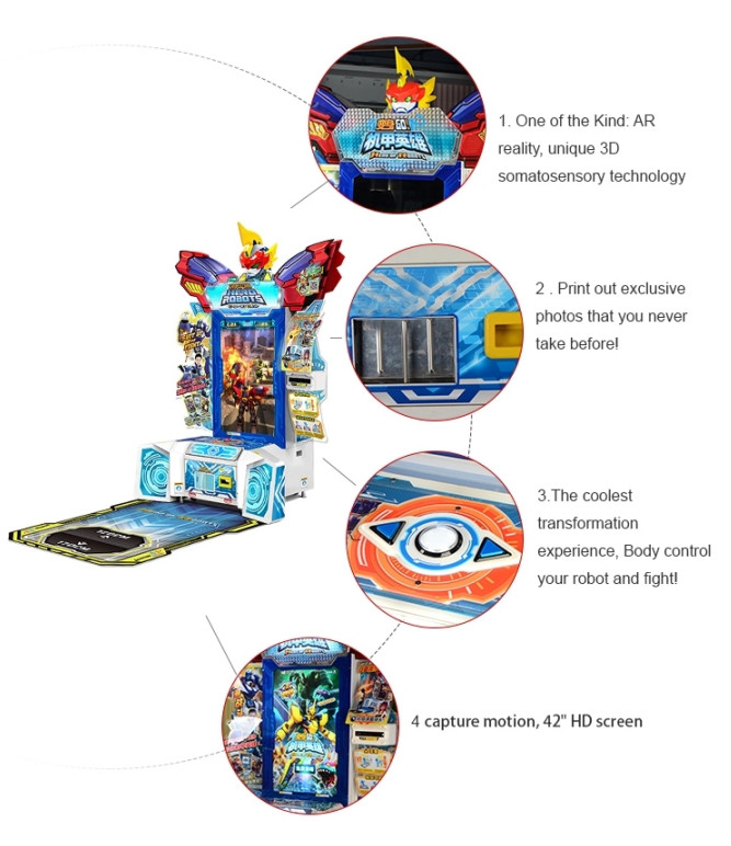 Robots Transform Indoor Amusement Kids Arcade Machine