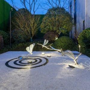 China Animal Silver Dragonfly Metal Garden Sculpture Stainless Steel Outdoor wholesale