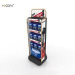 Customized Black Metal Pegboard Battery Display Stand with Hooks