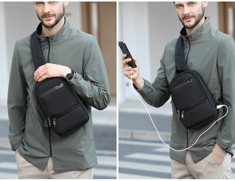OEM ODM Lightweight Waterproof Crossbody Bag Mens Sling Backpack With Usb Port
