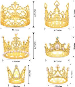 China Gold Crown Cake Topper, 6 Pieces Happy Birthday Cake Toppers, Princess Crown Cake Decorations, Mini Crowns For Flower wholesale
