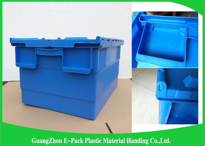 Recyclable 60L Plastic Attached Lid Containers Blue Customized For Agriculture