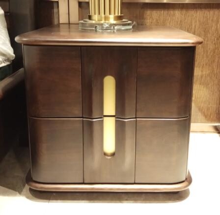 Durable European Solid Wood Furniture / Solid Wood Nightstand Simple Handles