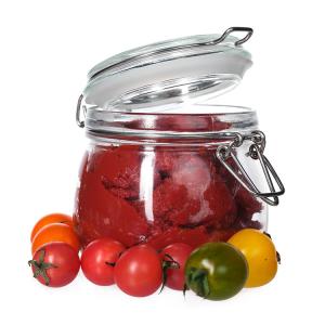 China Custom Wide Mouth Jam Pickle Jar 300ml 500ml 750ml Airtight Glass Food Jar With Flip Top Lid wholesale