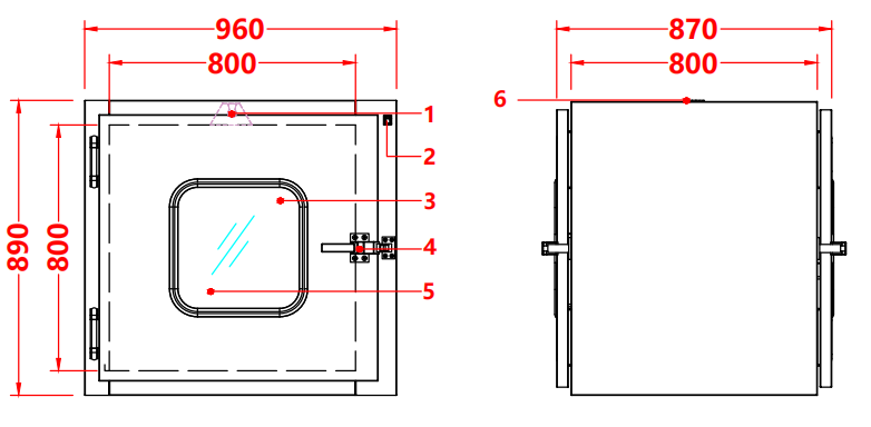 GMP-Compliant 304 Stainless Steel Pass Box/ Convex Door | Industrial Cleanroom Equipment