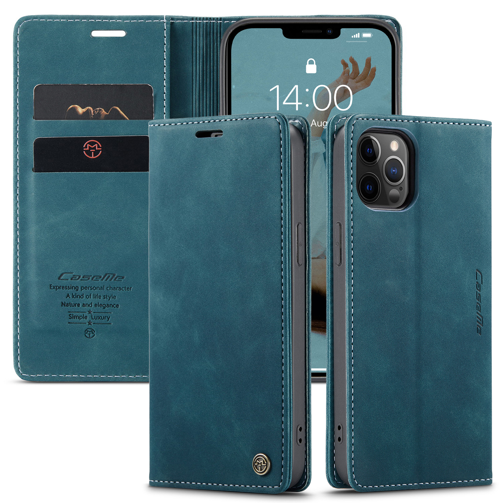 CaseMe 15 Pro Phone Case TPU Leather Back Cover with Card Magnetic Holder and Test
