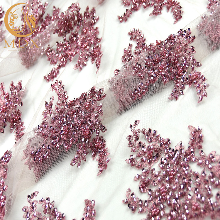 Stunning Tulle Glitter Lace Fabric Embroidery Beads For Wedding