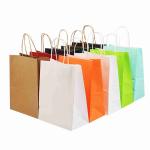 Kuaima Compostable Craft Paper Tote Bags White Kraft Bags With Twisted Handle