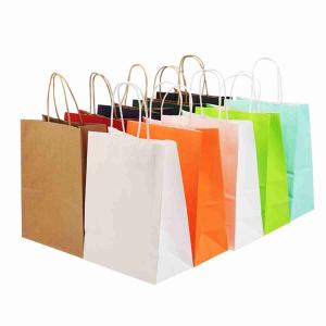 China ODM Recycling Colored Kraft Retail Paper Bags With Handle 16x8x22 wholesale
