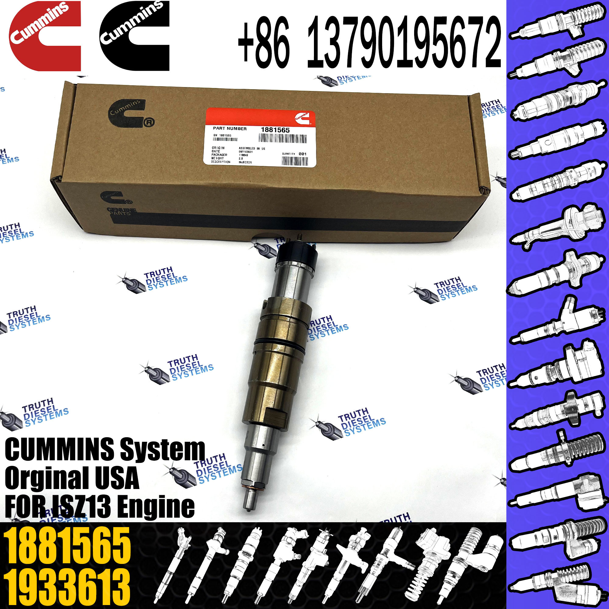 1881565 Common Rail Diesel Engine Fuel Injector 2031835 1933613 2872544 For SCANIA