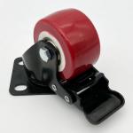 Polyurethane Tread Red Light Duty Caster Wheels with brake Double Bearing 40MM