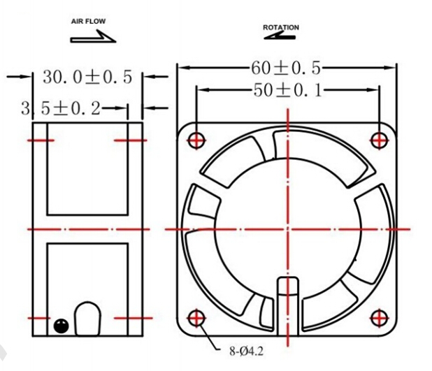 Low Noise 60mm Explosion Proof Exhaust Fan , 220V / 240V AC Fridge Cooling Fan