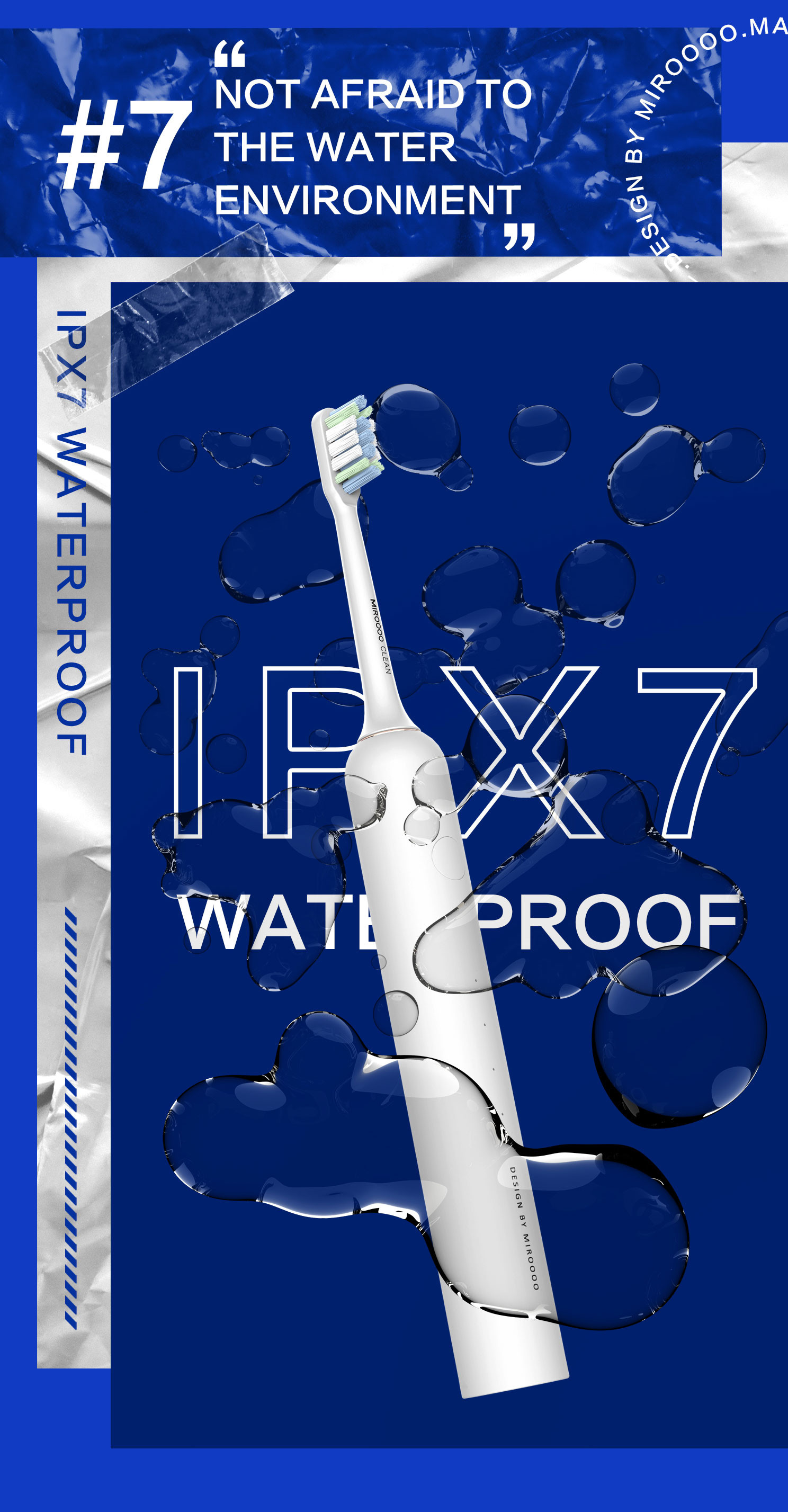 IPX7 Sonic Waterproof Electric Toothbrush Rechargeable Customized Logo