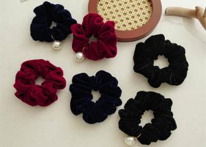 China Autumn winter velvet covered beaded hair scrunchies stars accessories all tie hair bright silk bands wholesale