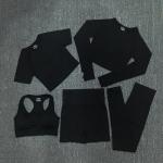 Nylon Polyester Spandex Cropped Long Sleeve Workout Top Gym Wear Ribbed