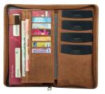 Mens Stylish Leather Wallet , Zipper Closure Travel Document Wallet