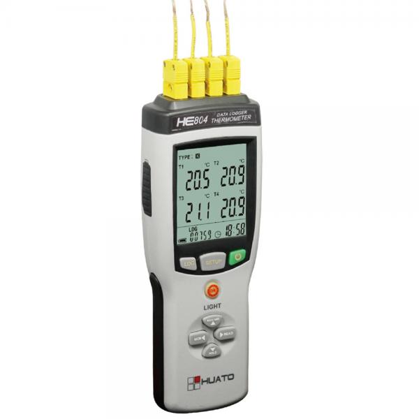 Quality HUATO HE804 Multi Channel Thermocouple Reader Data Logger With 4 External Sensor Ports for sale