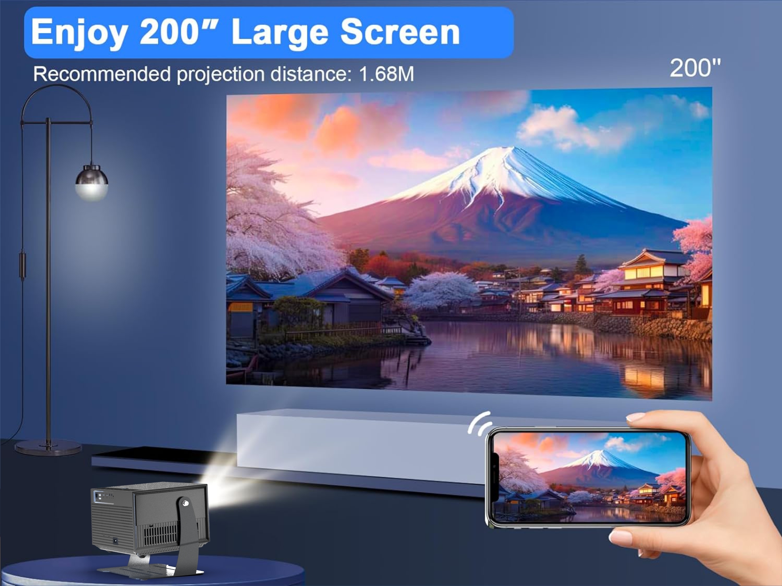 H1 360° Flip Freestyle Projector 600 ANSI Lumens Dust Free 1080P Android Home Projector