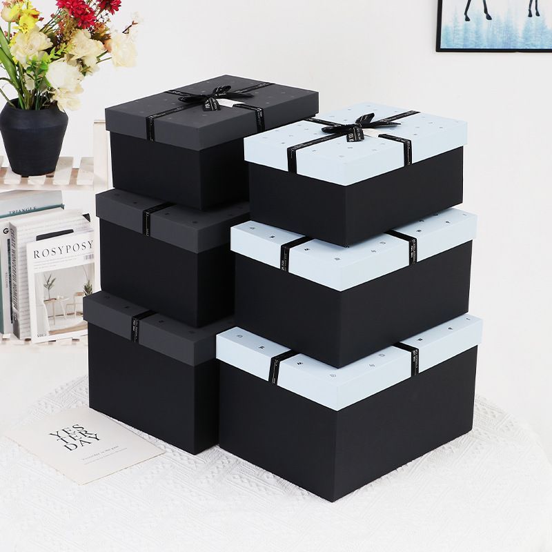 Fashionable Top Grade China Wholesale Custom Logo Packaging Boxes Luxury Lid and Base Paper Carton Box with Ribbon Bow-Tie for Wedding Gift