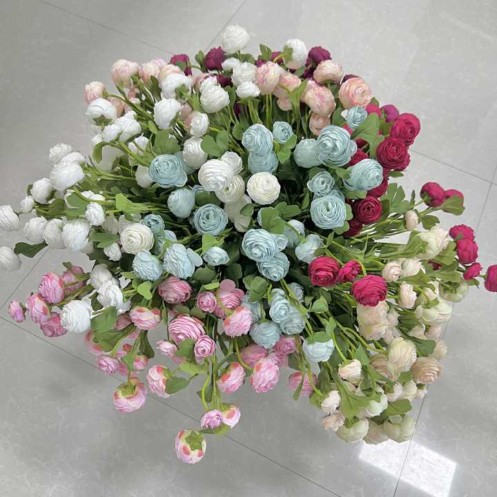 YOPIN-1140 Loose Artificial Peonies Peach Ranunculus Silk Peony Flowers Bouquet