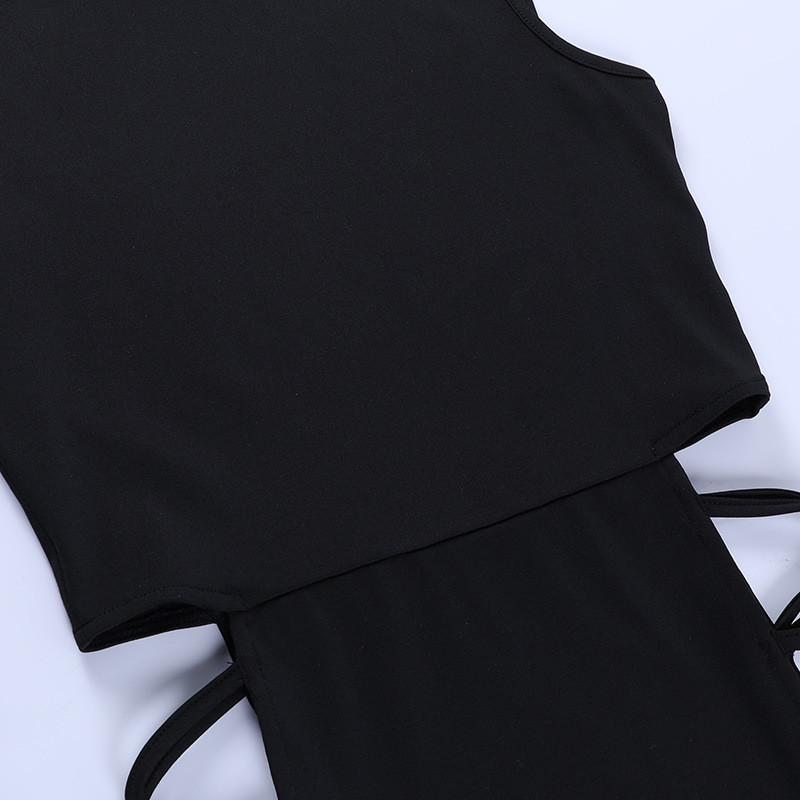 Stretch Sleeveless Womens Party Maxi Dresses , Hollow Slit Cross Strap Maxi Dress