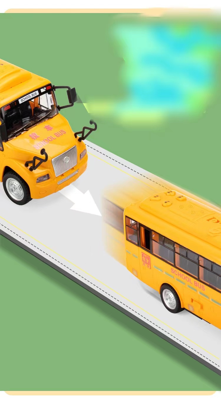 Children's School Babas Toy Car 5 Open Door Bus Inertia With Light Music Early Education Simulation Car