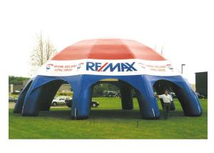 China White / Blue Inflatable Camping Tent 10mL X 10mW X 6mH Inflatable Event Tent PVC material wholesale