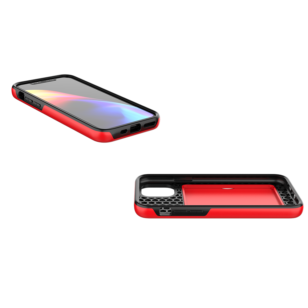 Solid Color 3-in-1 Mobile Phone Case Luxury TPU PC Card Wallet Cover for iPhone 11 2019