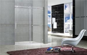 China Clear / Printed Tempered Frameless Sliding Glass Doors With Stainless Steel Towel Bar wholesale