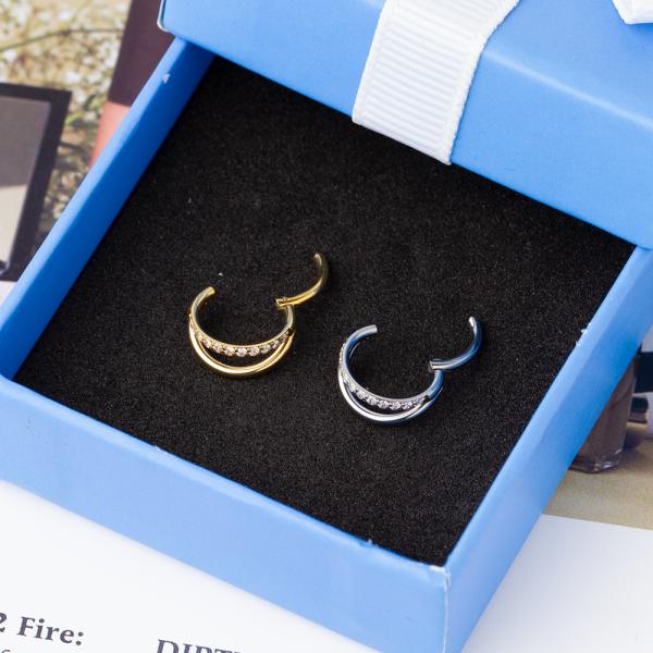 Double Layers Titanium Nose Jewelry Earring Piercing Nose Ring Gold F136 Hinged Segment